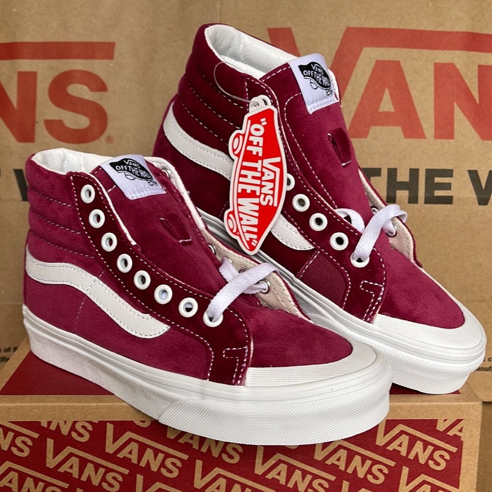 Vans Sk8-Hi Reissue 13 Velvet Beet Red/True White sneakers WMNS - Picture 5 of 16